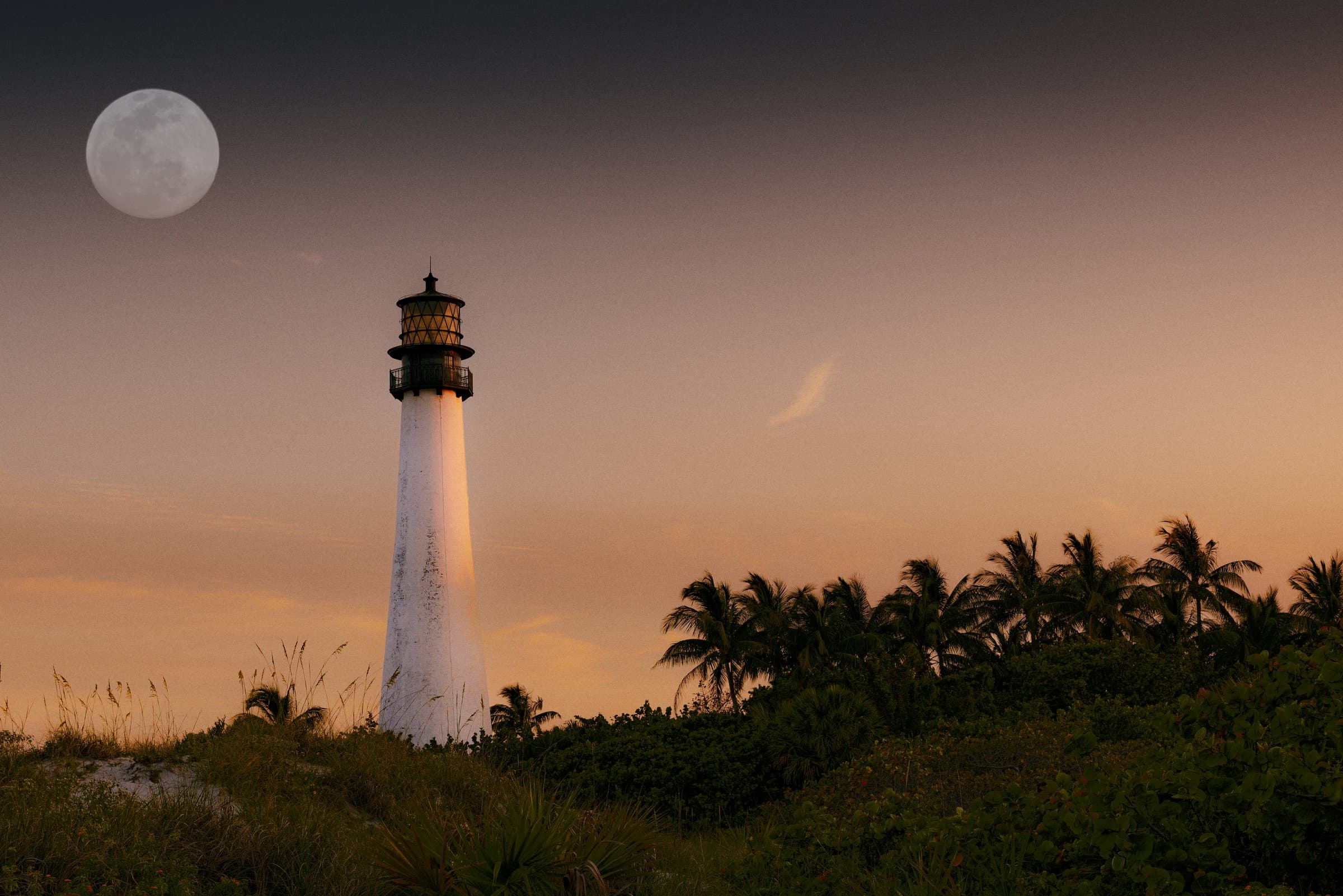 Cape Florida, Full Moon, 2022 — Archival pigment print by Daniel Montero, Key Biscayne, Miami