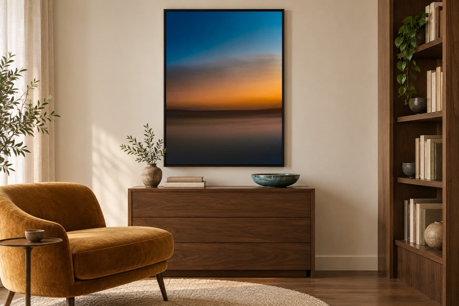 Illustrative interior setting for Blue over Ochre