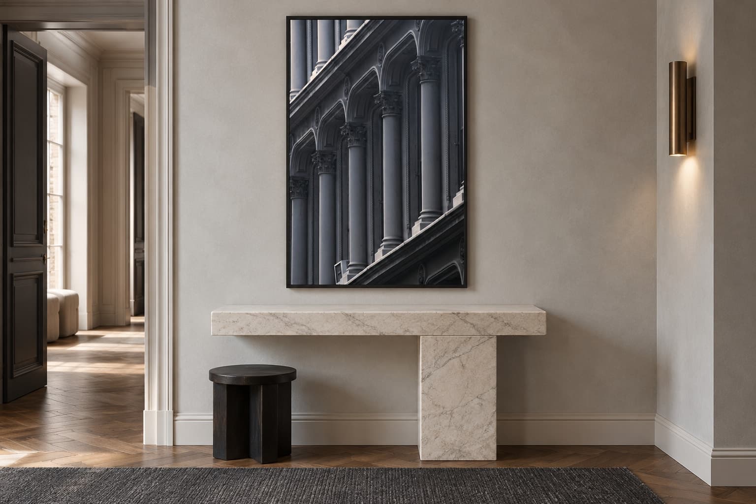 Illustrative interior setting for Receding Columns