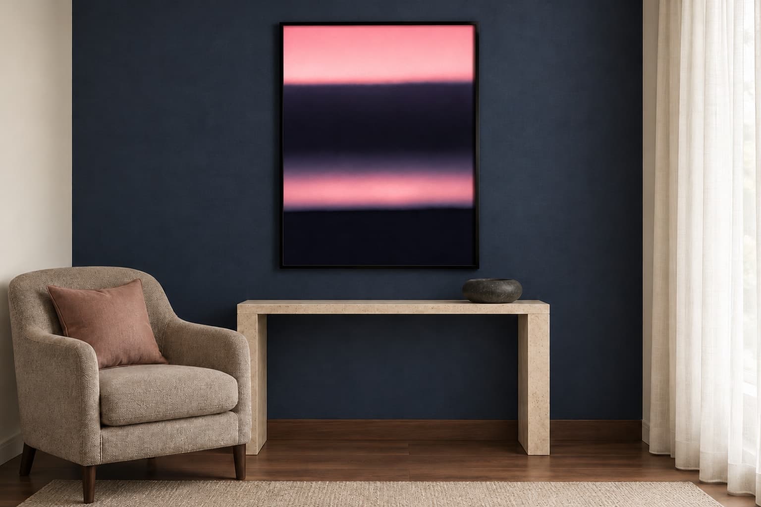 Illustrative interior setting for Two Rose Bands — Vertical Study